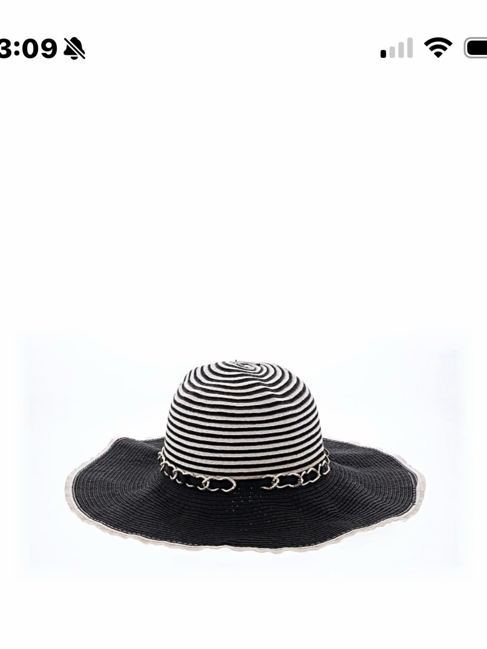 Unbranded Black and White Striped Wide-Brim Sun Hat